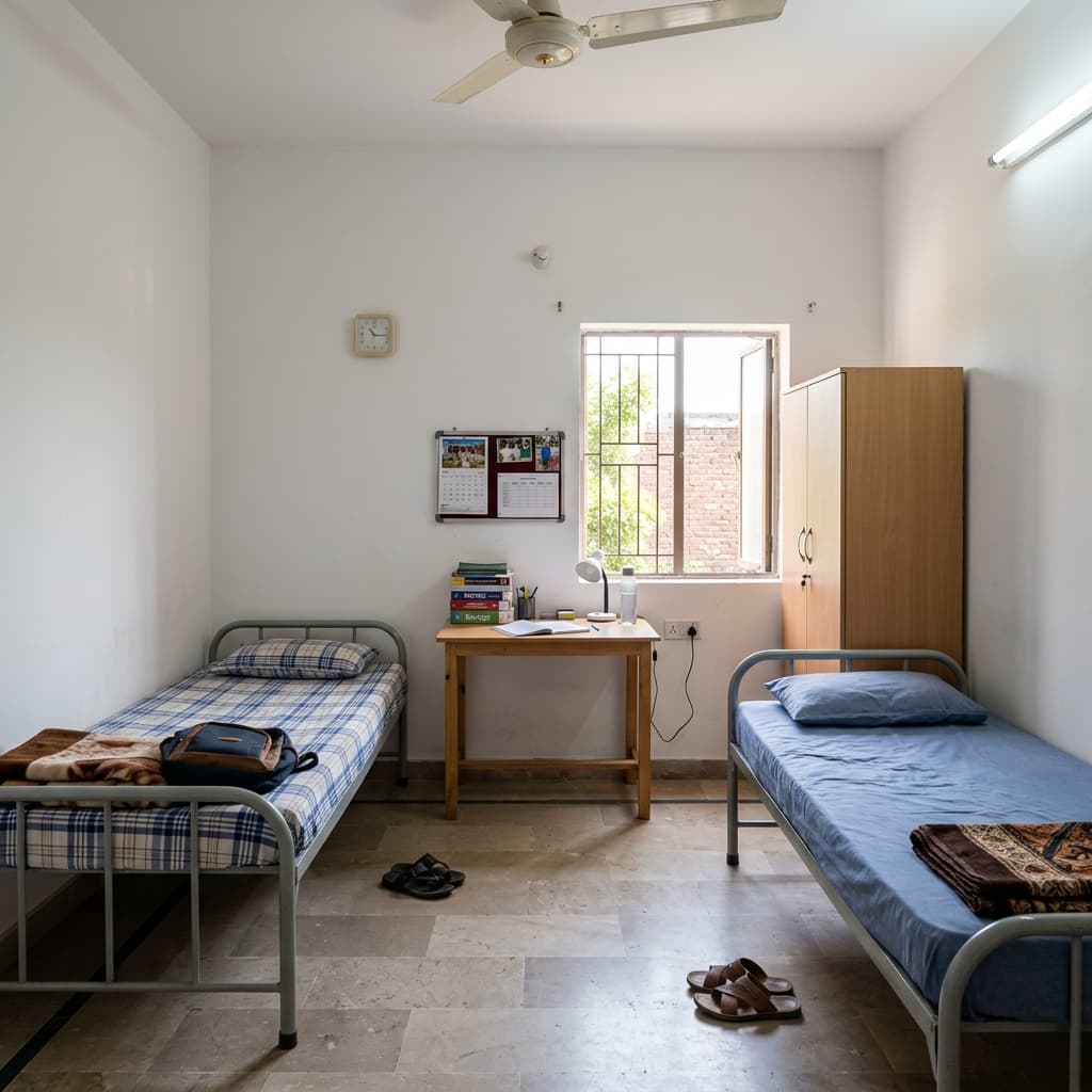 Hostel Bedroom - Single Bed Setting